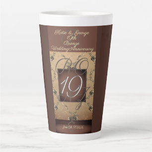 19e anniversaire Mariage bronze et Rose latte Mug