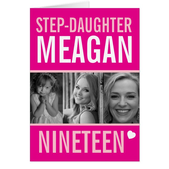 19e anniversaire trois photos rose Step-fille (Devant)