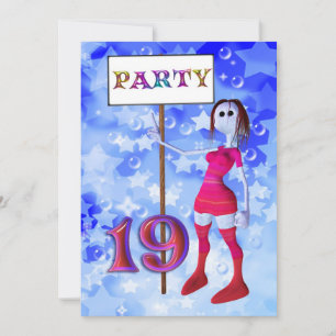 19th Birthday party sign board invitation Einladung