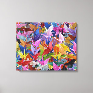1.000 Origami Kräne 20" x 16" wickelten Leinwand