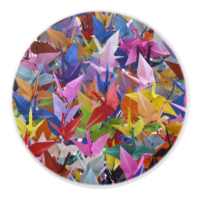 1.000 Origami Papierkran-Foto Keramikknauf (Vorderseite)
