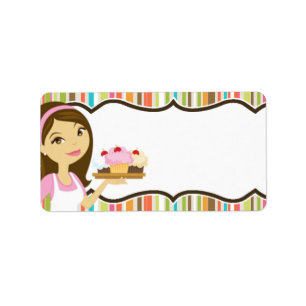 1.25"x2.75" Bäckerei - Brünette Mailingadressen - Adressaufkleber