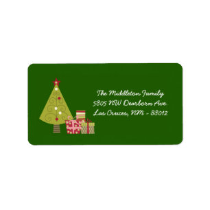1,25"x2,75" Grüner Weihnachtsbaum-Adressaufkleber Adressaufkleber