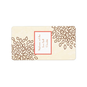 1,25"x2,75" Hersheys Miniatur Rosa / Braune Blüte Adressaufkleber