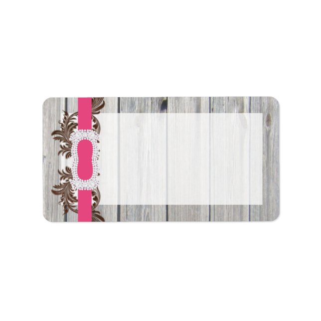1.25"x2.75" Mailing Address Barn Wood Diamond Adressaufkleber (Vorne)