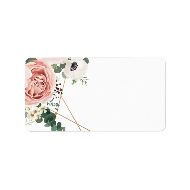 1.25"x2.75" Mailing Address Geometric Garden Rose Adressaufkleber (Vorne)