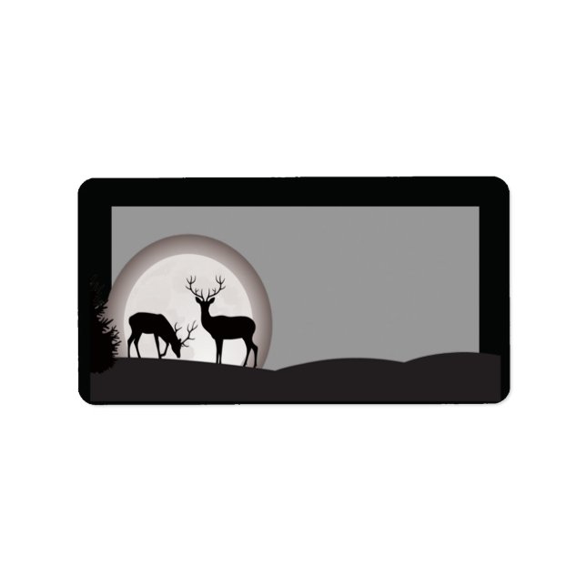 1.25"x2.75" Mailing Address Hunters Moon Deer Buck Adressaufkleber (Vorne)