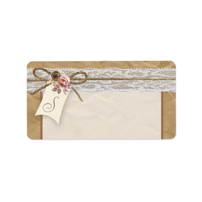 1.25"x2.75" Mailing Address Kraft Paper Lace Twine Adressaufkleber (Vorne)