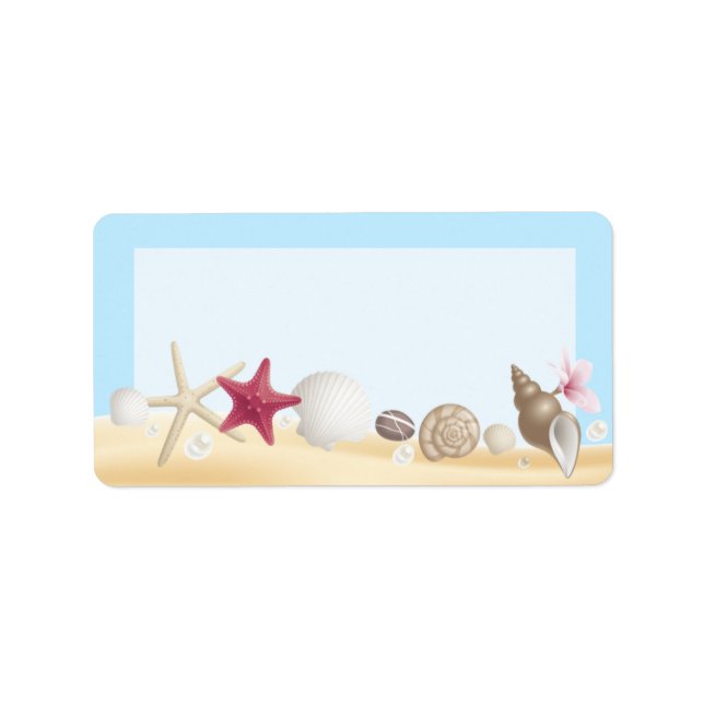 1.25"x2.75" Mailing-Adresse Muscheln Strand Sandst Adressaufkleber (Vorne)