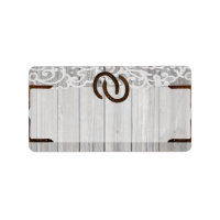 1.25"x2.75" Mailing-Adresse Pferdeschuhe auf Holz