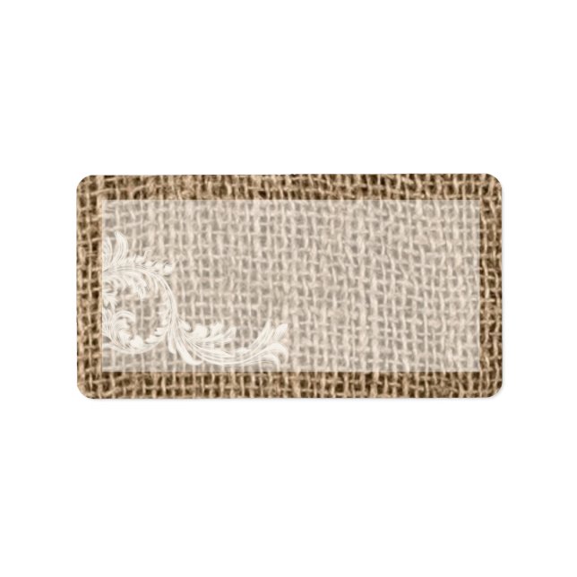 1.25"x2.75" Mailingadresse Burlap Lace Country Adressaufkleber (Vorne)