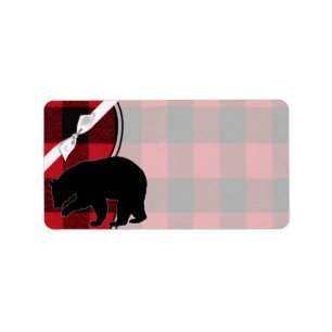 1.25"x2.75" Mailingadresse Red Buffalo Karierter B Adressaufkleber