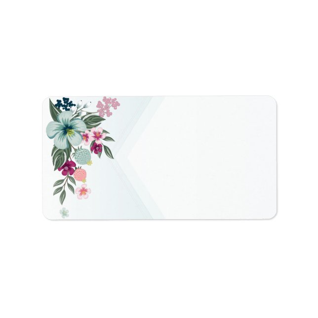 1.25"x2.75" Mailingadresse Tropische Blume auf Blu Adressaufkleber (Vorne)