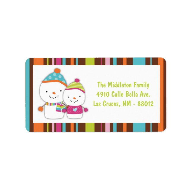 1.25"x2.75" Modernes Snowman-Adressenlabel Adressaufkleber (Vorne)