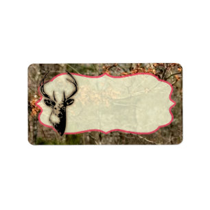 1.25"x2.75" Postadresse Jagd Hirschbuck Kopf Adressaufkleber