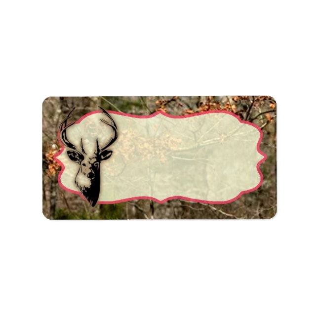 1.25"x2.75" Postadresse Jagd Hirschbuck Kopf Adressaufkleber (Vorne)