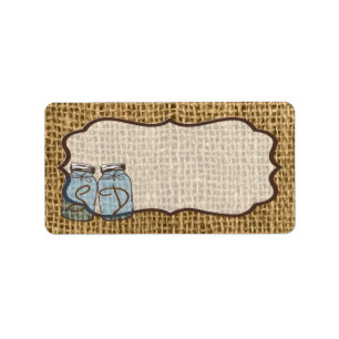 1.25"x2.75" Postadresse Mason Jar Burlap Count Adressaufkleber