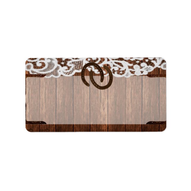1.25"x2.75" Postadresse Pferdeschuhe Stallholz Adressaufkleber (Vorne)