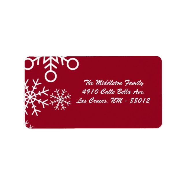1.25"x2.75" Red XMAS Snowflake Mailing-Adresse Adressaufkleber (Vorne)