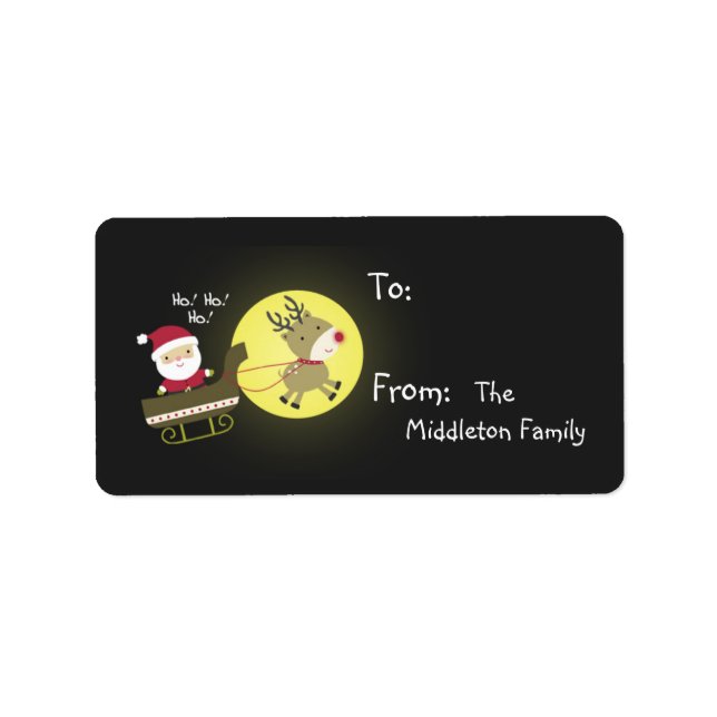 1.25"x2.75" Santa Rudolf Reindee klebt auf Geschen Adressaufkleber (Vorne)