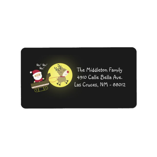 1.25"x2.75" Santa Rudolf Rentier E-Mail-Adresse Adressaufkleber (Vorne)
