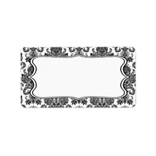 1,25" x 2,75" Versandadresse Schwarz Weiß Damast L Adressaufkleber