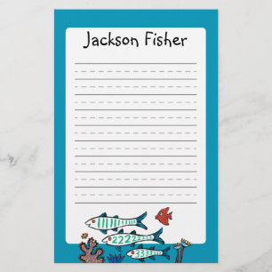 1, 2, 3 Fisch mit kleinen Fischen und Koralle Briefpapier