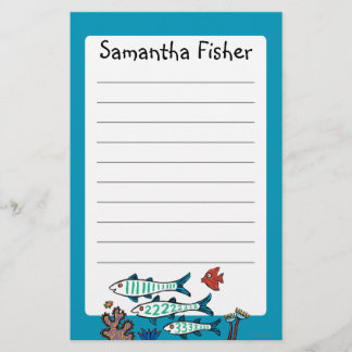 1, 2, 3 Fisch mit kleinen Fischen und Koralle Briefpapier