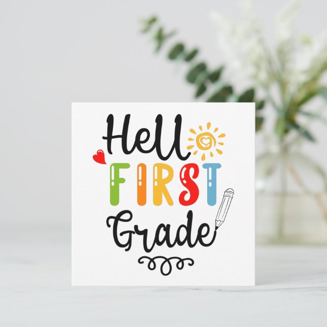 1/2 - Hallo Shirt erster Klasse, Student erster Kl Einladung (Stehend Vorderseite)