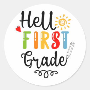 1/2 - Hallo Shirt erster Klasse, Student erster Kl Runder Aufkleber