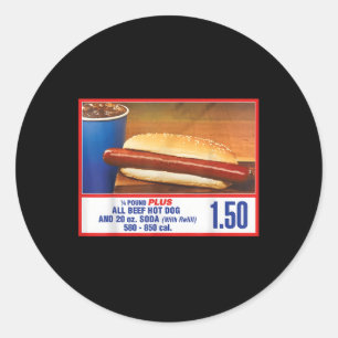 $1,50 Food Court Hot Dog und Soda Combo Runder Aufkleber
