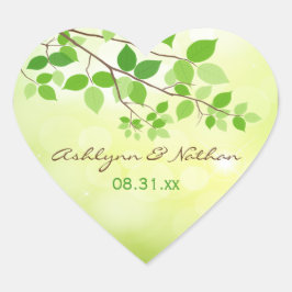 1,5" Flügelzweige mit Hochzeitskleber Herz-Aufkleber