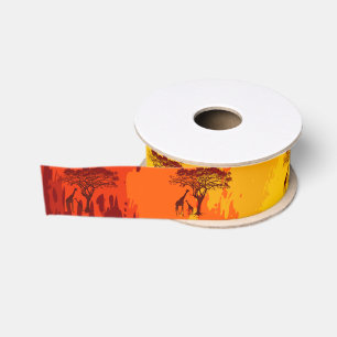 1.5" Grosgrain Ribbon African Safari Giraffe Sun Ripsband