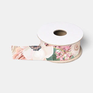 1.5" Grosgrain Ribbon Geometric Garden Rose Glitte Ripsband