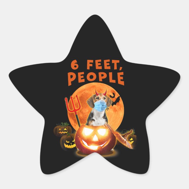 1,5 m, Leute Beagle mit MaskenHalloween-Geschenk Stern-Aufkleber (Vorderseite)