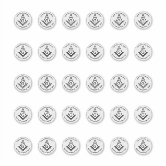 1,5" Masonic Square und Compass Stickers 30 Count Aufkleber (Vorderseite)