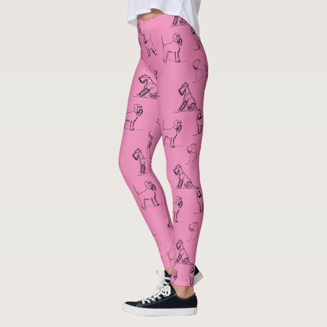 1-5 Schnauzer Line Art Pattern 001 Pink Leggings (Links)