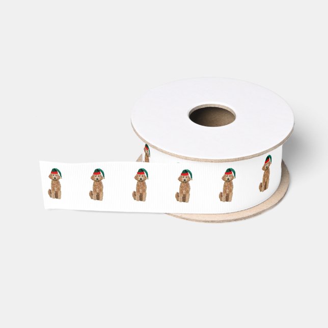 1.5" Weihnachtslied der goldenen Doodle Ripsband (Spule)