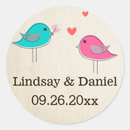 1,5" Whimsical Birds in Liebe Wedding Sticker 2