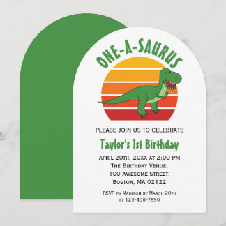1-A-Saurus-Dinosaurier-Geschlecht Neutral 1. Gebur Einladung