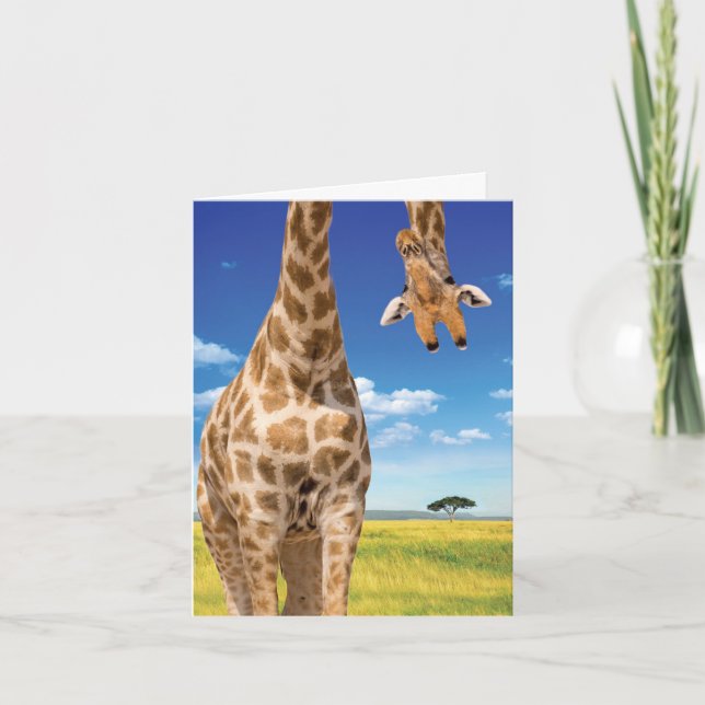 1 Adorable Birthday Card - Upside-Down Giraffe Karte (Vorderseite)