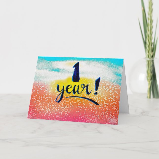 1 an Sobriété Anniversaire / Carte Anniversaire (Devant)
