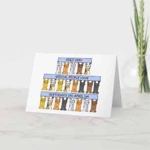 1. April Geburtstag Cartoon Katzen Karte