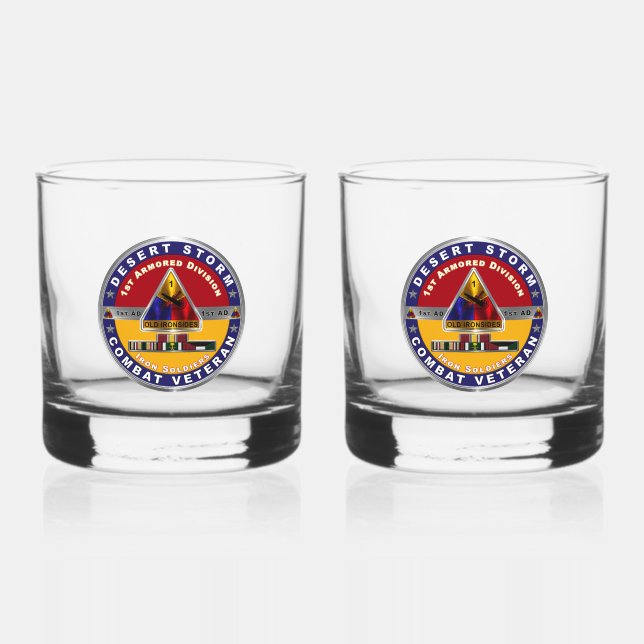 1. Armored Division Desert Storm Veteran Whiskyglas (Vorderseite)