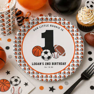 1 Ball Sports Theme Boy's 1. Geburtstag Pappteller