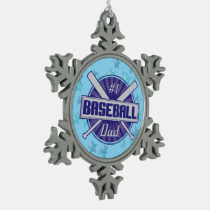 #1 Baseball Vater Weihnachtsbaum Snowflake Ornamen Schneeflocken Zinn-Ornament
