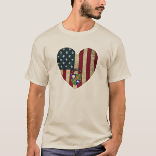 1. Bataillon 75. Ranger Reg American Heart Flag T-Shirt
