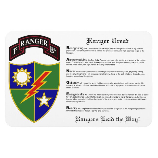 1. Bataillon - 75. Ranger Regiment Magnet 4x6 (Horizontal)