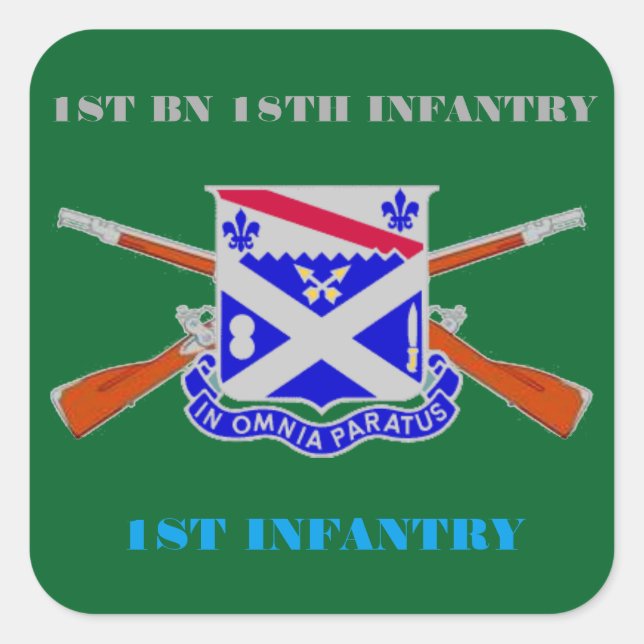 1. BATTALION 18. INFANTRIE 1. INFANTRIEBSSCHALTER QUADRATISCHER AUFKLEBER (Vorderseite)