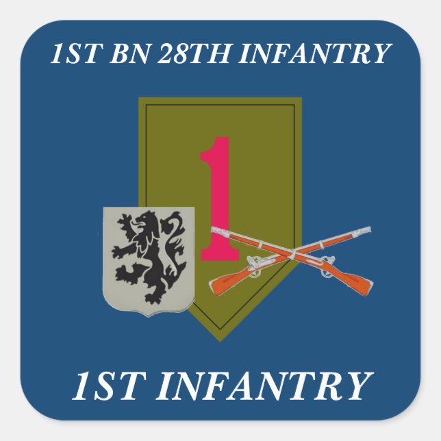 1. BATTALION 28. INFANTRIE 1. INFANTRIEBSSCHALTER QUADRATISCHER AUFKLEBER (Vorderseite)